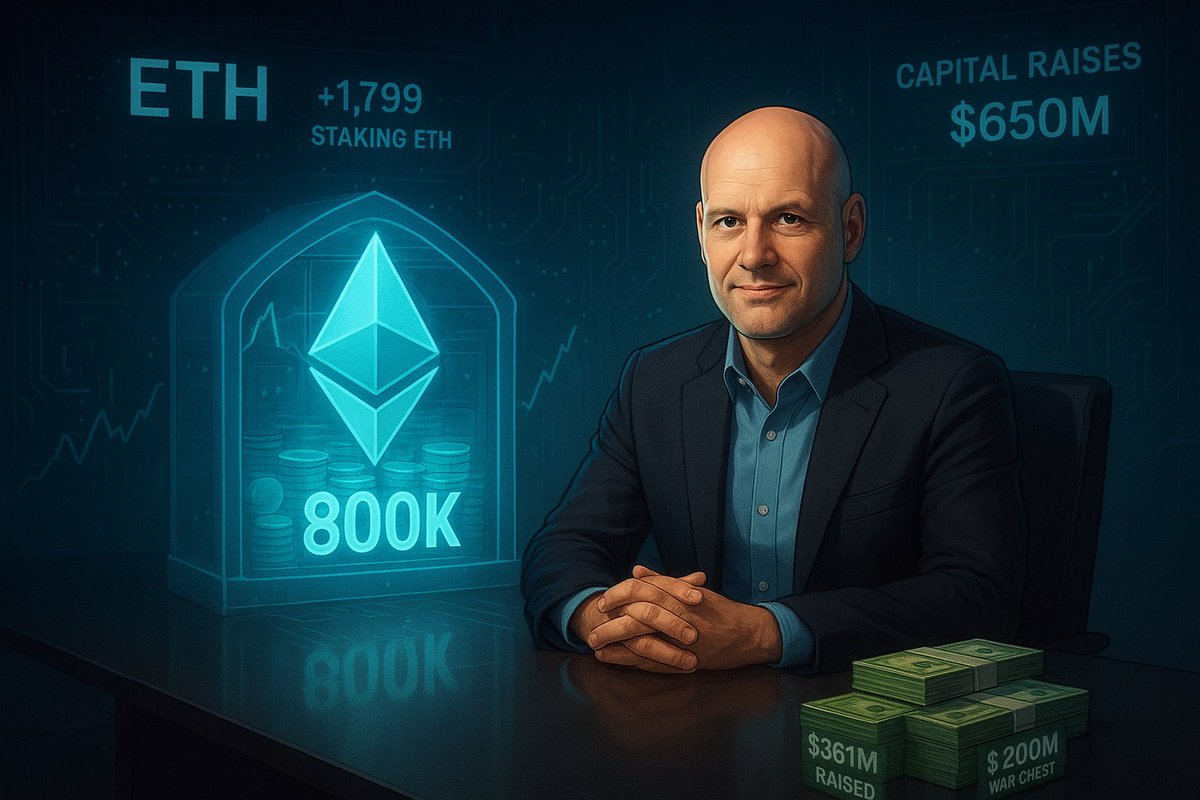 JoKhaliffa's tweet photo. 🚀 Joe Lubin’s SharpLink is doubling down on #Ethereum.
👉 Boosted ETH holdings to nearly 800K
👉 Raised $361M fresh capital
👉 Now sitting on a $200M war chest
Big institutional bet on ETH’s future. 🔥 #crypto #ETH #Web3 https://t.co/5FrRAqUJsv