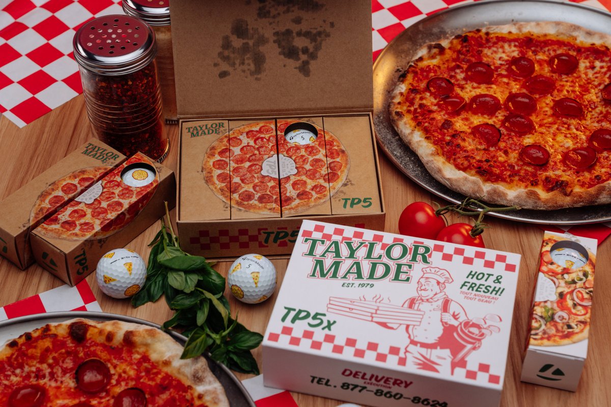 Hot out of the oven. 🍕 The TP5 & TP5x pix Pizza Party golf balls