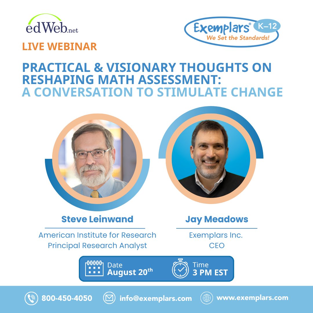 ExemplarsK12's tweet image. Couldn’t join our conversation with Steve Leinwand? Catch up on all the insights—watch the full recording now!

 hubs.ly/Q03Fx7kb0 

#EducationLeaders #Math #edWeb #ProfessionalLearning
