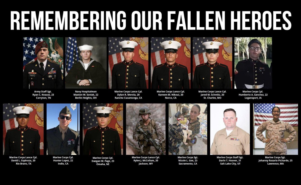 Today, we honor the 13 brave men and women who gave their lives four years ago at Abbey Gate. 

Their service to our great nation should not be forgotten.
