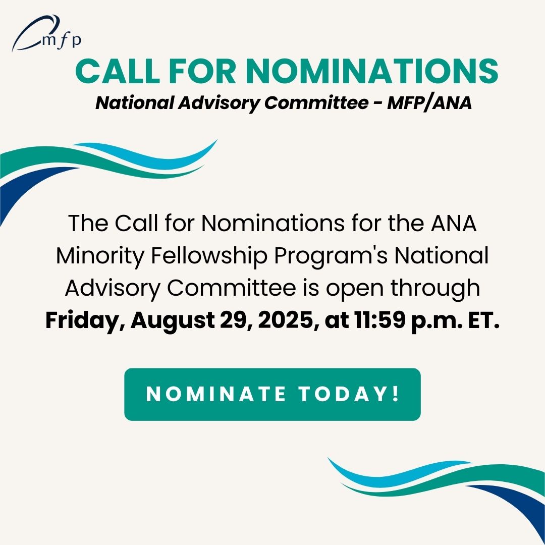 Call for Nominations: ANA Minority Fellowship Program’s National Advisory Committee is open until Friday, August 29, 2025, 11:59 PM ET.

Review profiles: nursingworld.org/ana/leadership…

Submit nomination form: aneappointments.secure-platform.com/site