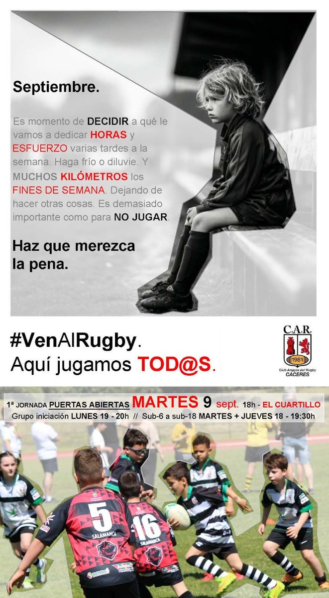 Ven al rugby.
Estamos esperándote.