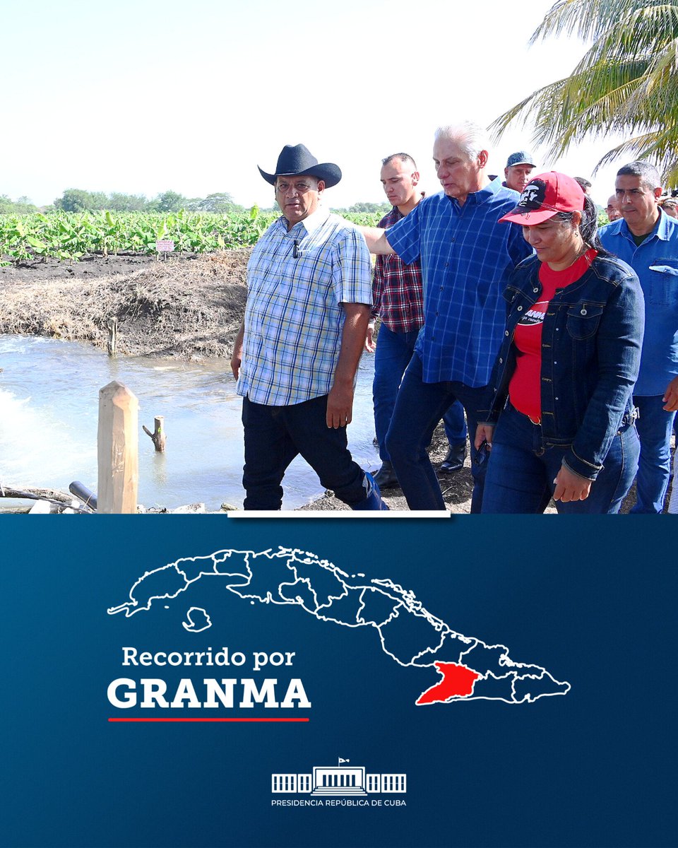 🇨🇺| En Granma, en el oriente cubano, el Presidente <a href="/DiazCanelB/">Miguel Díaz-Canel Bermúdez</a> recorre este martes objetivos económicos y sociales del municipio de Bayamo.

A unos 18 km de la ciudad se encuentra la finca "Media Luna", perteneciente a la cooperativa "Israel Oliva Montejo". 

🧵