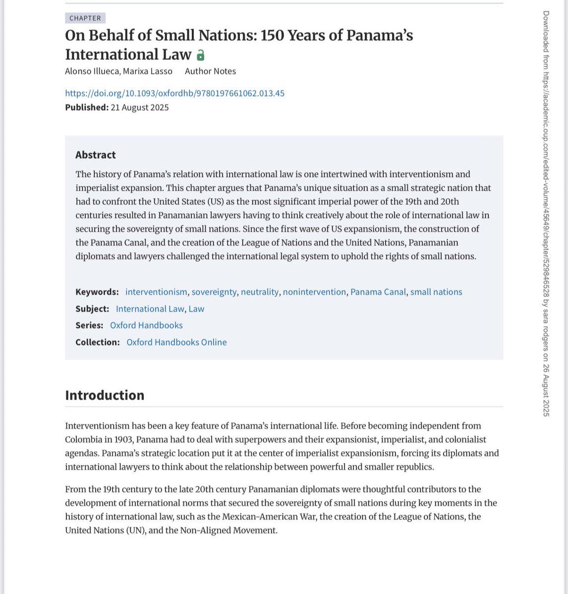 Enhorabuena! Nueva publicación! #panama #historia #antropología #cultura #ciencia #investigación <a href="/MiCulturaPma/">Ministerio de Cultura</a> <a href="/CienciaPTY/">Ciencia En Panamá   #CienciaEnPanamá</a> <a href="/MarixaLasso1/">Marixa Lasso, PhD.</a> <a href="/alonsoillueca/">Alonso E. Illueca</a> academic.oup.com/edited-volume/…