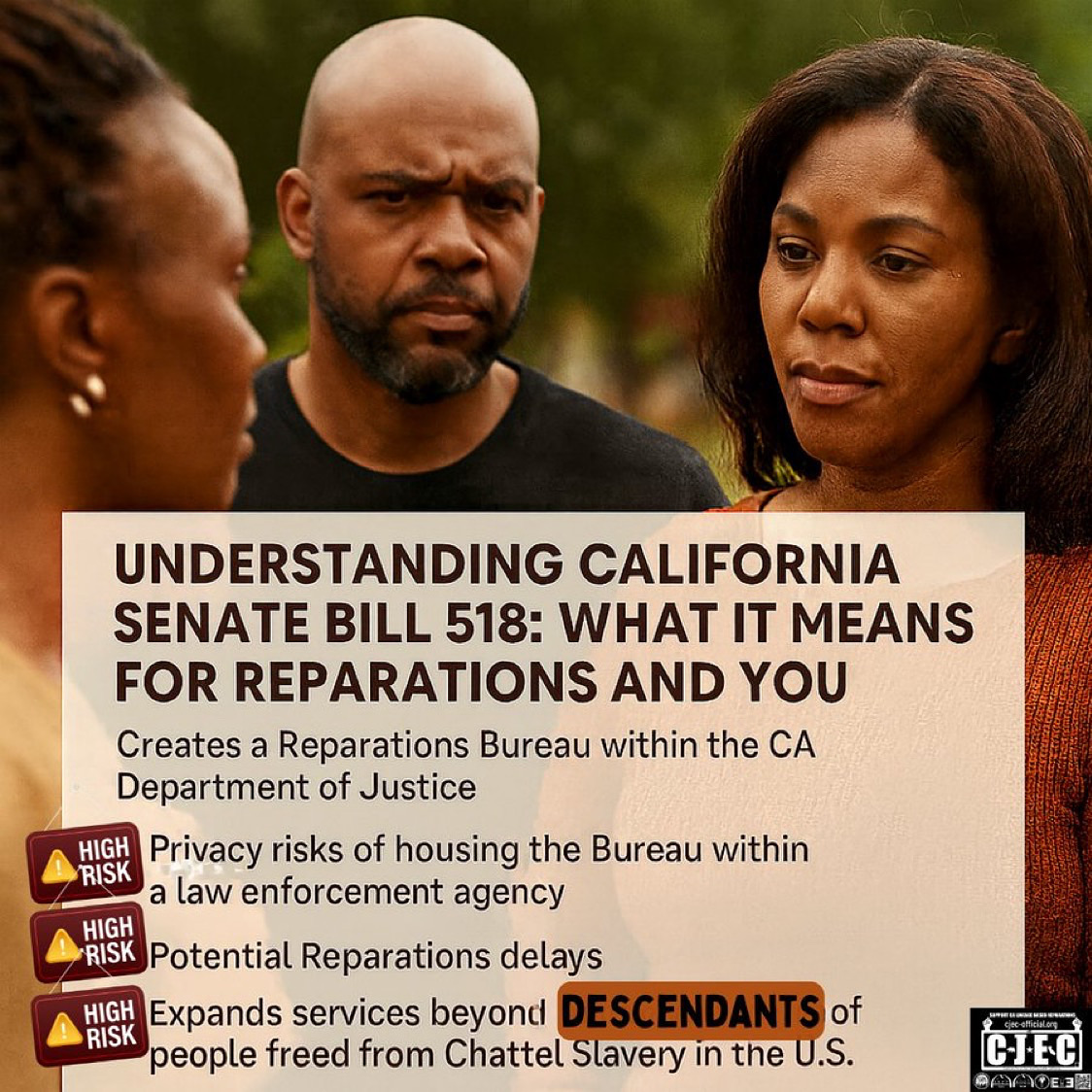 ARCCBayArea's tweet photo. We support #SB515 introduced by Senator Laura Richardson. Accurate data on Black American Freedmen descendants of U.S. Chattel Slavery is key to fair policy &amp; Reparations. Proud to fight alongside #CJEC for justice.
#SupportSB515 #ReparationsNow #DataJustice #ARCCBayArea https://t.co/NR9NSVD6Dw