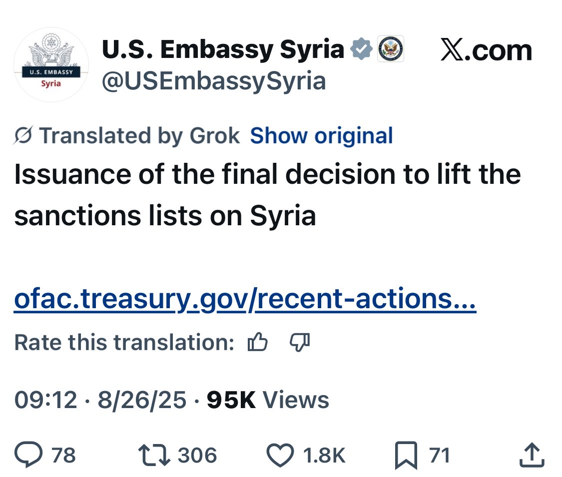 <a href="/USEmbassySyria/">U.S. Embassy Syria</a> <a href="/realDonaldTrump/">Donald J. Trump</a> <a href="/SecRubio/">Secretary Marco Rubio</a> 
Blood of U.S. Citizens will be on your hands. I reckon America First was a great campaign slogan but was forgotten fast.
