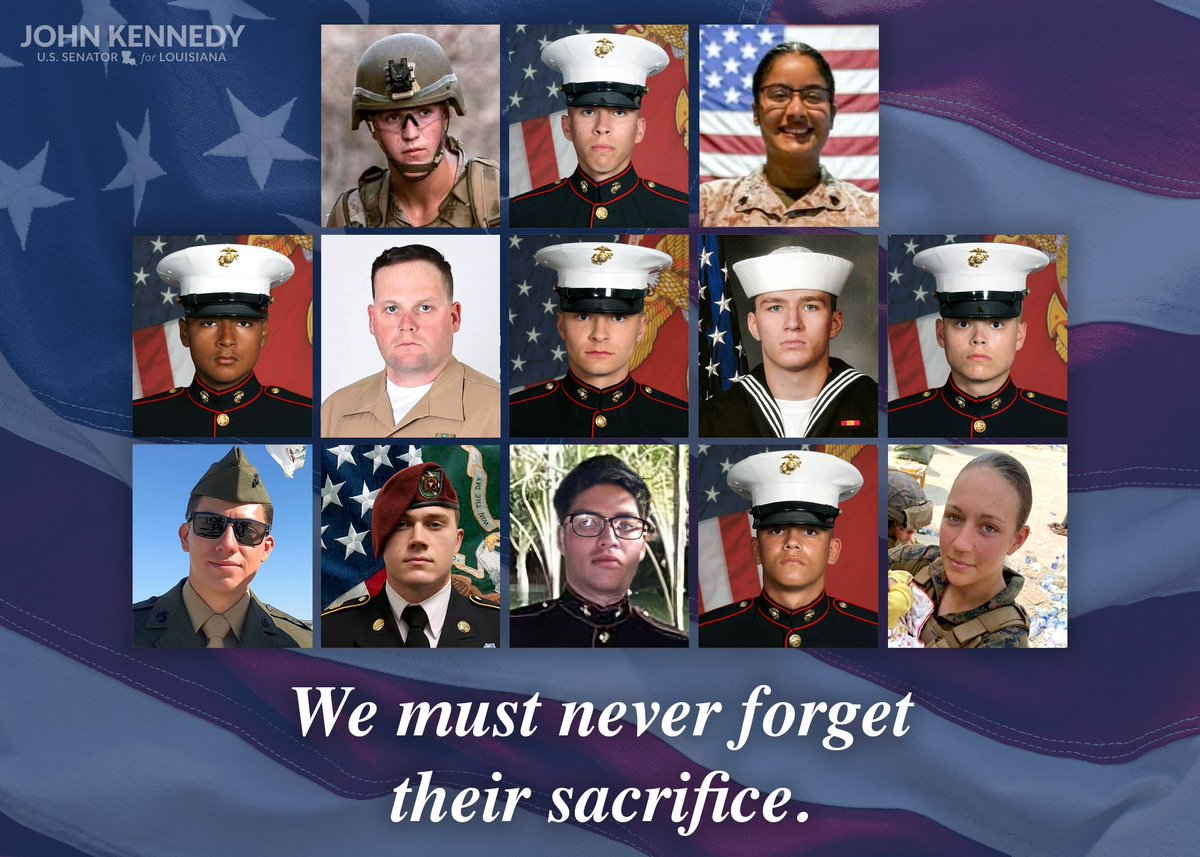 4 years ago, we lost 13 brave American heroes at Abbey Gate during President Biden’s disastrous Afghanistan withdrawal.

The Biden administration bears full responsibility for the chaos in Kabul. By ignoring military advice, disregarding intelligence, and prioritizing politics