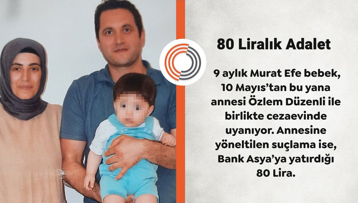 varskvlavimedea's tweet image. Murat Efe bebek sadece 9 aylık. Tam 3,5 aydır annesi bankaya 80 TL yatırdı diye cezaevinde tutuluyor.
@Bensezenn
9AylıkEfe Hapiste