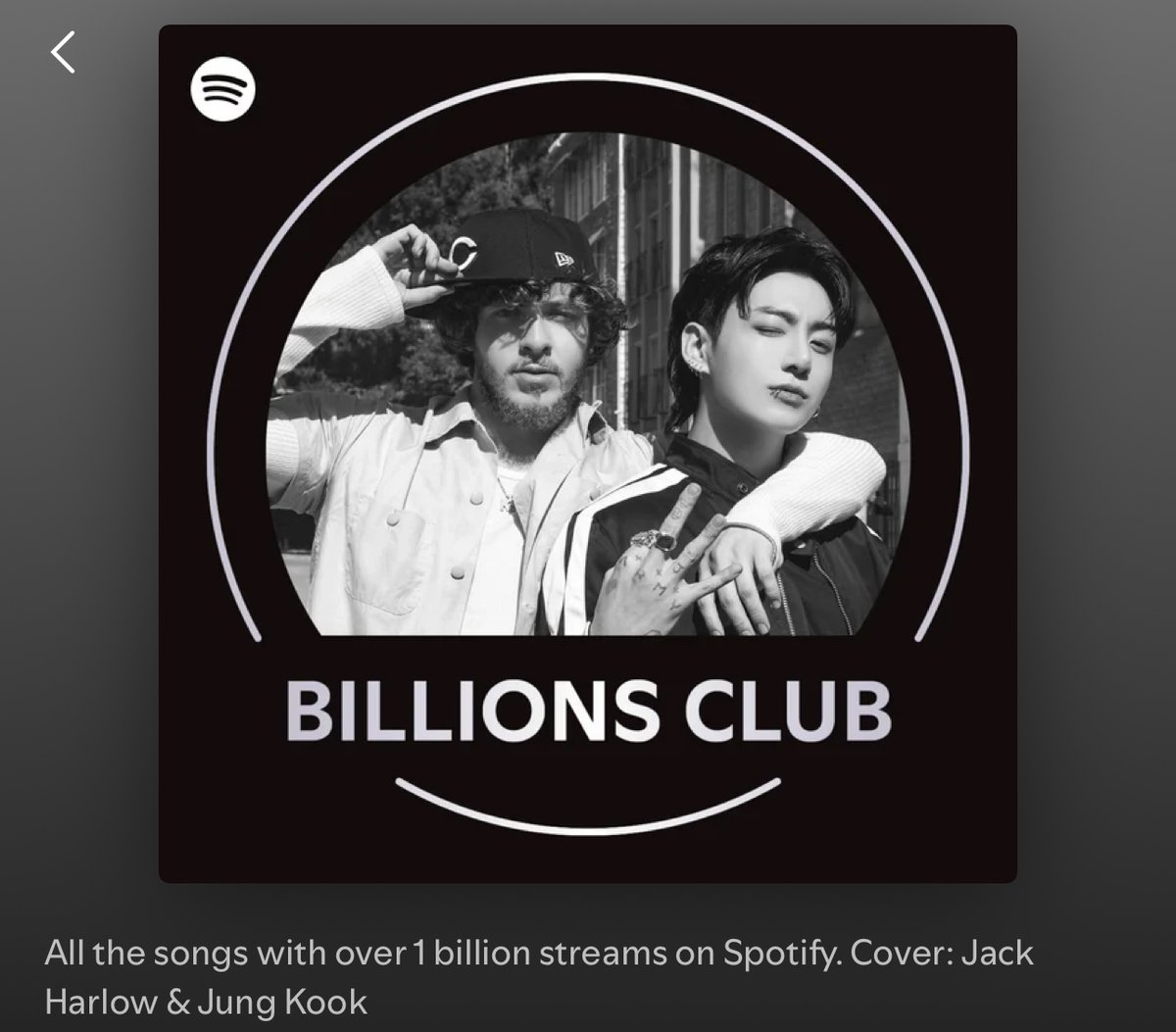 Jungkook's "3D (feat. Jack Harlow)" is now the cover and latest addition to Spotify's Billions Club Playlist!

open.spotify.com/track/6xGr4tVz…