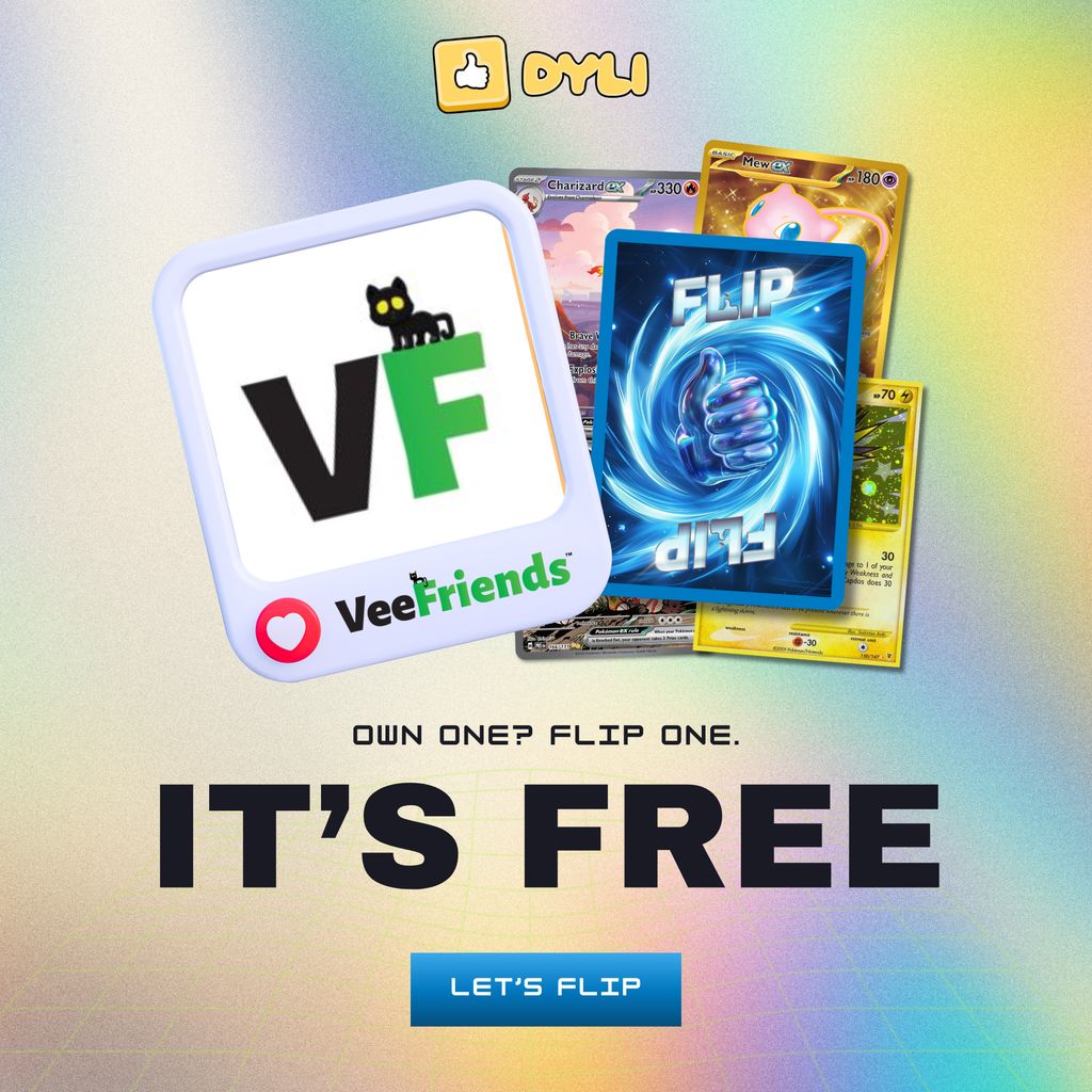 Hey <a href="/veefriends/">VeeFriends</a>, we heard you like collecting cards!

Veefriends (Series 1 and 2) holders can claim a free Pokémon Flip on DYLI now.

One click, one flip, one shot at a grail.

Details below 👇