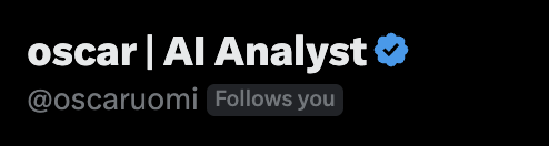 dudetrenches (@dudetrenches) on Twitter photo For the next 24 hours, Iβll follow everyone who comments, and Iβll pick one of you to become an OG on UOMIβs Discord.
Follow <a href="/oscaruomi/">oscar | AI Analyst</a>, like, repost, and drop a comment below π For the next 24 hours, Iβll follow everyone who comments, and Iβll pick one of you to become an OG on UOMIβs Discord.
Follow <a href="/oscaruomi/">oscar | AI Analyst</a>, like, repost, and drop a comment below π