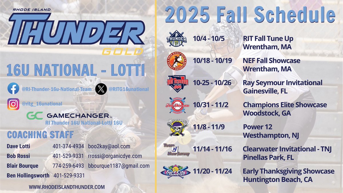 🔥 Fall’s here and we’re ready to go! Catch these girls this Fall playing across the country. Schedule ⬇️ ⬇️ <a href="/thunderjam134/">dave lotti</a> <a href="/BobRossiRITG/">Bob Rossi</a> <a href="/Coach_BBourque/">Blair Bourque</a> <a href="/Bhollin35930076/">B hollingsworth</a>