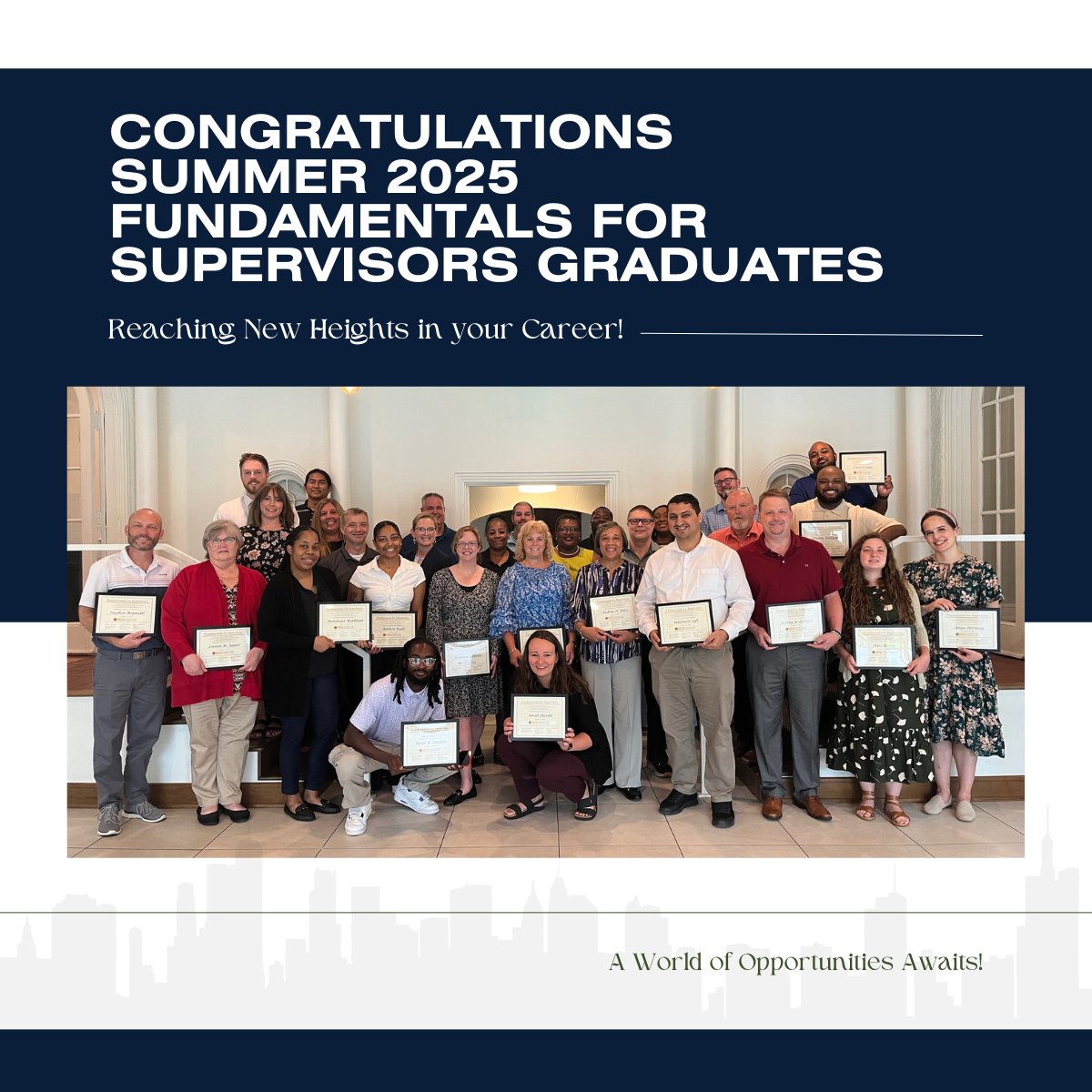 Help us congratulate the new graduates of our Fundamentals for Supervisors (FFS) program! 🎉

We are proud of each of you and excited to see how you’ll continue to uplift others, and lead the way forward in your teams, communities, and beyond! 🌟