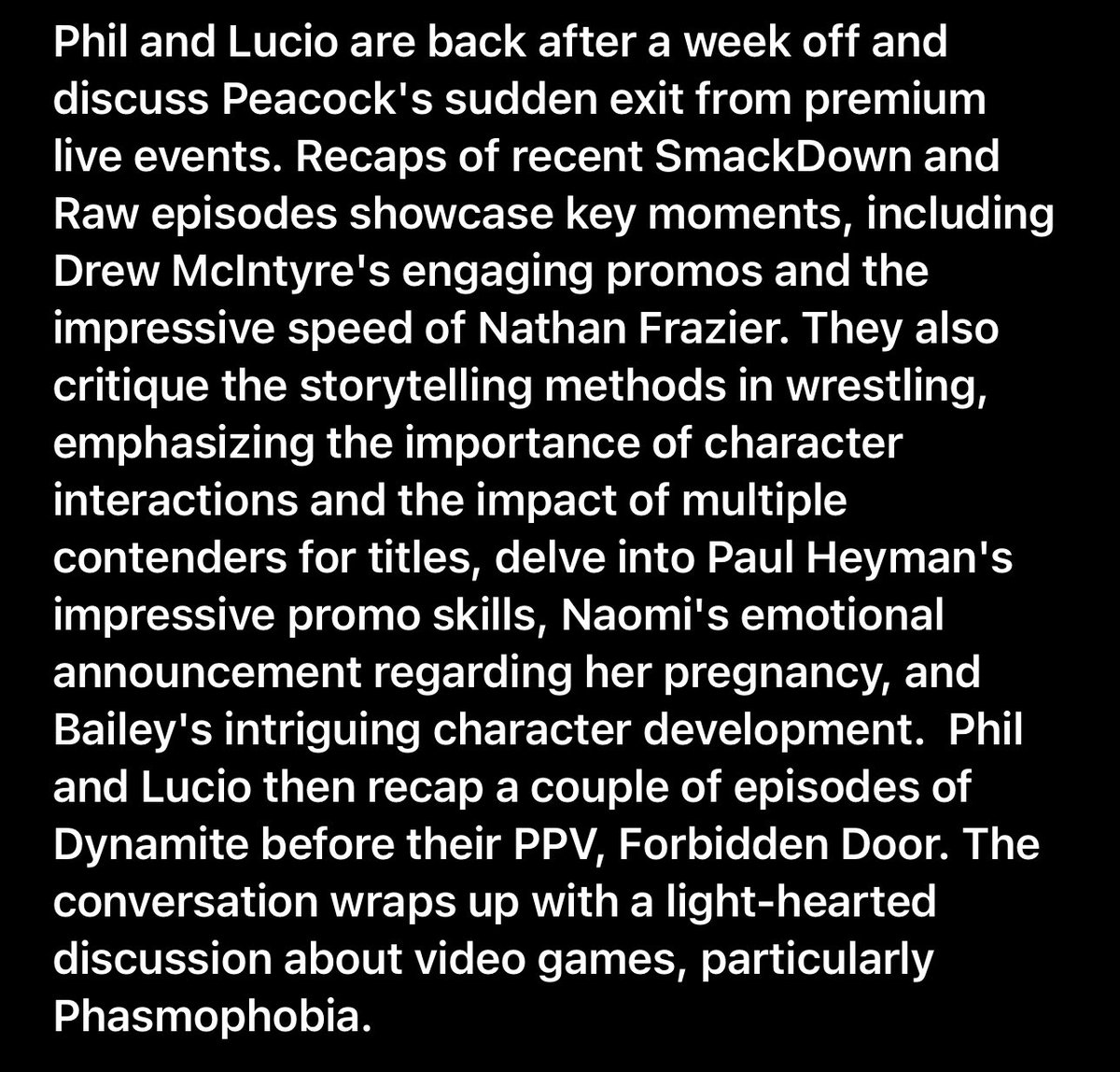 Phil and Lucio are back with episode 57 of Oh My Pod(cast) just in time for your afternoon/evening commute!!

Spotify: open.spotify.com/episode/7z2477…

Apple Podcasts: podcasts.apple.com/us/podcast/oh-…

#WWE #AEW #ProWrestling