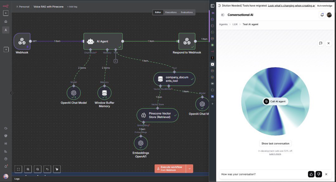So this is the Voice RAG agent I built yesterday for a rental company. They’re basically automating all their business processes. 😂

Now when customers call, the agent pulls info straight from the company’s documents from the vector store and replies back in voice.
