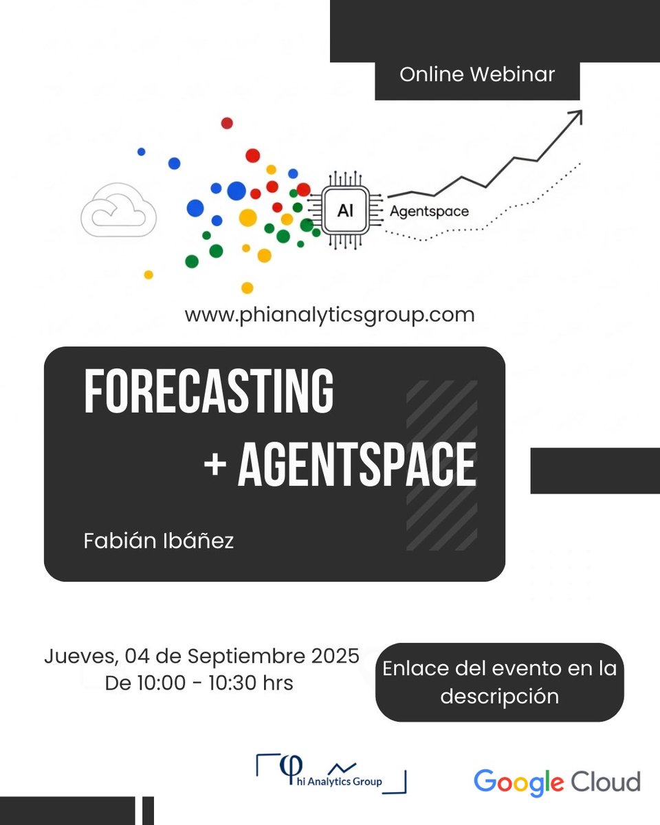 phi_analytics's tweet image. 🌐 Forecasting + Agenspace: Eleva tus decisiones con IA 🔮 EVENTO SIN COSTO
¿Tu negocio enfrenta sobre stock o ventas perdidas? 📦❌
✨ Lo mejor: ¡el evento es GRATUITO! ✨
Acompáñanos este 04 de septiembre 2025 a las 10 am (CDMX) 🗓️
👉 meet.google.com/xay-ffci-maa