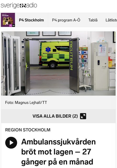 moderatkarlsson's tweet image. När ambulanssjukvården bryter mot lagen 27 gånger på en månad är det inget ”sommarproblem”. Det är Socialdemokraternas systemhaveri i Region Stockholm. Liv och död får inte bli ideologisk lekstuga.