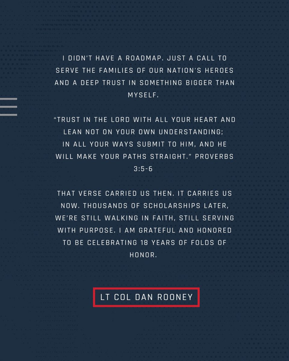 LtColDanRooney's tweet image. 18 years ago, Folds of Honor was born on a tarmac and a prayer.