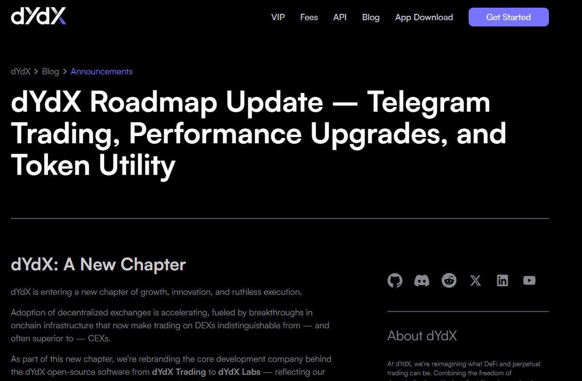 dYdX’s new roadmap
dydx.xyz/blog/august-ro… 
sets Telegram trading for Sept 2025, with social logins, batch orders, fee sharing, staking, and Osmosis integration. Coming next: Solana spot, USDT/SOL/fiat deposits, and RWA perps
#DYDX <a href="/dYdX/">dYdX</a>
