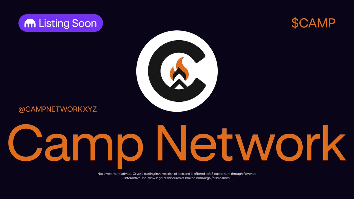 Kraken Exchange (@krakenfx) on Twitter photo 🏕️ $CAMP is now in post-only mode on Kraken.
Build, register, and scale AI-driven IP onchain with <a href="/campnetworkxyz/">Camp Network ⛺️</a>
Deposits open: p.k.xyz/9f1e/544t8b4t
ℹ️ Trading starts August 27 🏕️ $CAMP is now in post-only mode on Kraken.
Build, register, and scale AI-driven IP onchain with <a href="/campnetworkxyz/">Camp Network ⛺️</a>
Deposits open: p.k.xyz/9f1e/544t8b4t
ℹ️ Trading starts August 27
