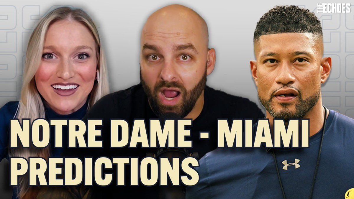 GAME WEEK IS HERE! ☘️ <a href="/mikegolicjr/">Mike Golic Jr</a> <a href="/jessica_smetana/">Jessica Smetana</a> 

ND-Miami picks, predictions and preview 

Irish excelling in the NFL 

Freshman memories in South Bend as school returns 

SUBSCRIBE youtube.com/@theechoesndpod