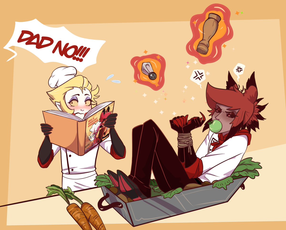 Times running out! Get your copy before the busboy gets baked!
#hellsgreatestcookbook 
Luci don’t eat that, you don’t know where it’s been!
#lucifermorningstar #alastor