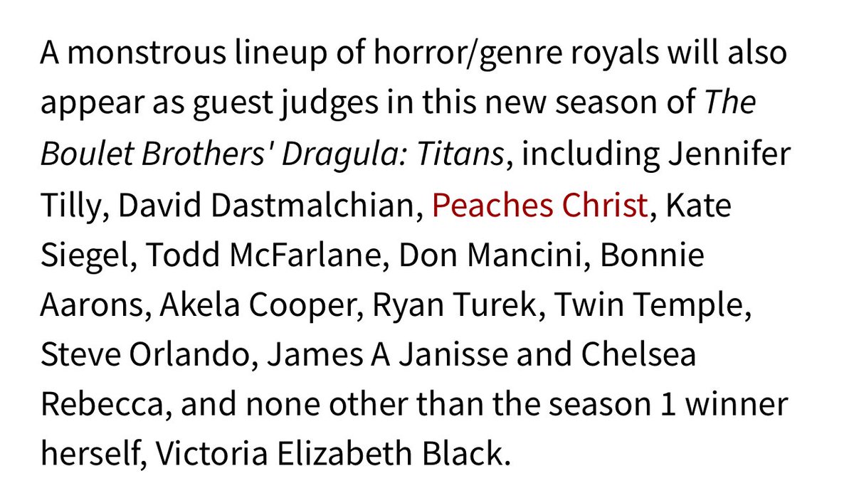 Season 2 of Dragula Titans premieres on October 7th with 14 monsters returning and guest judges including Jennifer Tilly, David Dastmalchian and James A Janisse and Chelsea Rebecca (from Dead Meat)