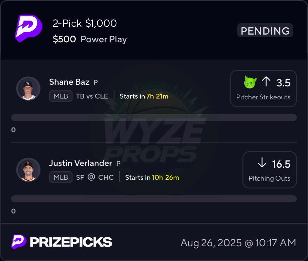 WyzeProps's tweet image. ⛅️ Early MLB Lock 🔒IF this parlay cashes I’ll GIVEAWAY $500 to SOMEONE who LIKES/RT’s

MUST Be Following @WyzeProps ☘️ 

#GamblingX | #PrizePicks