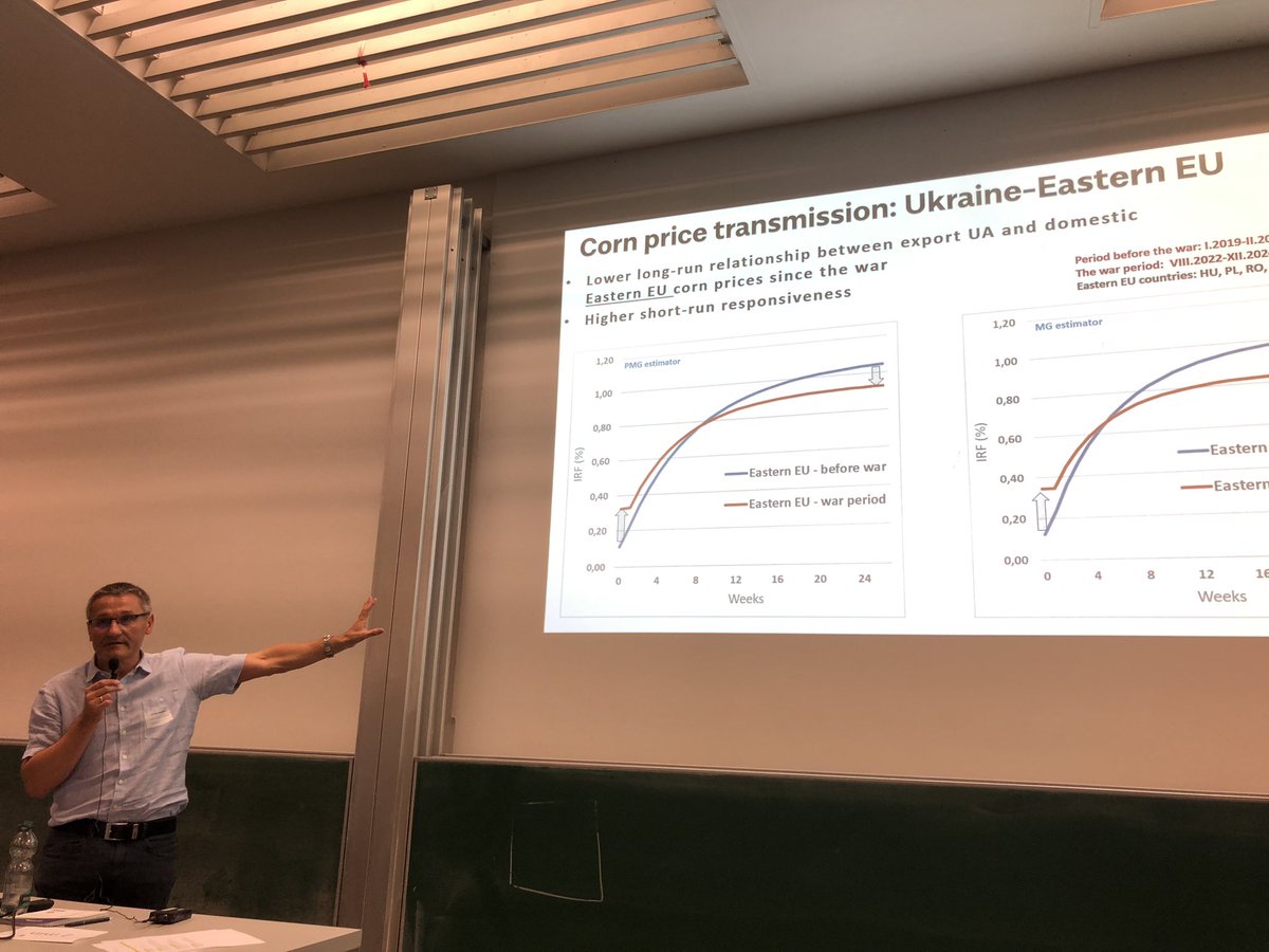 1/2: I had the pleasure to be presenter and panelist in the organized session on Ukrainian trade and EU accession with <a href="/LindeGoetz/">Linde Götz</a>, <a href="/oniviev1/">Oleg Nivievskyi</a>, Mariusz Hamulczuk, Alan Matthews, Emil Erjavec, Martin Banse and Karolina Pawlak at the first day of #EAAE2025 in Bonn➡️
