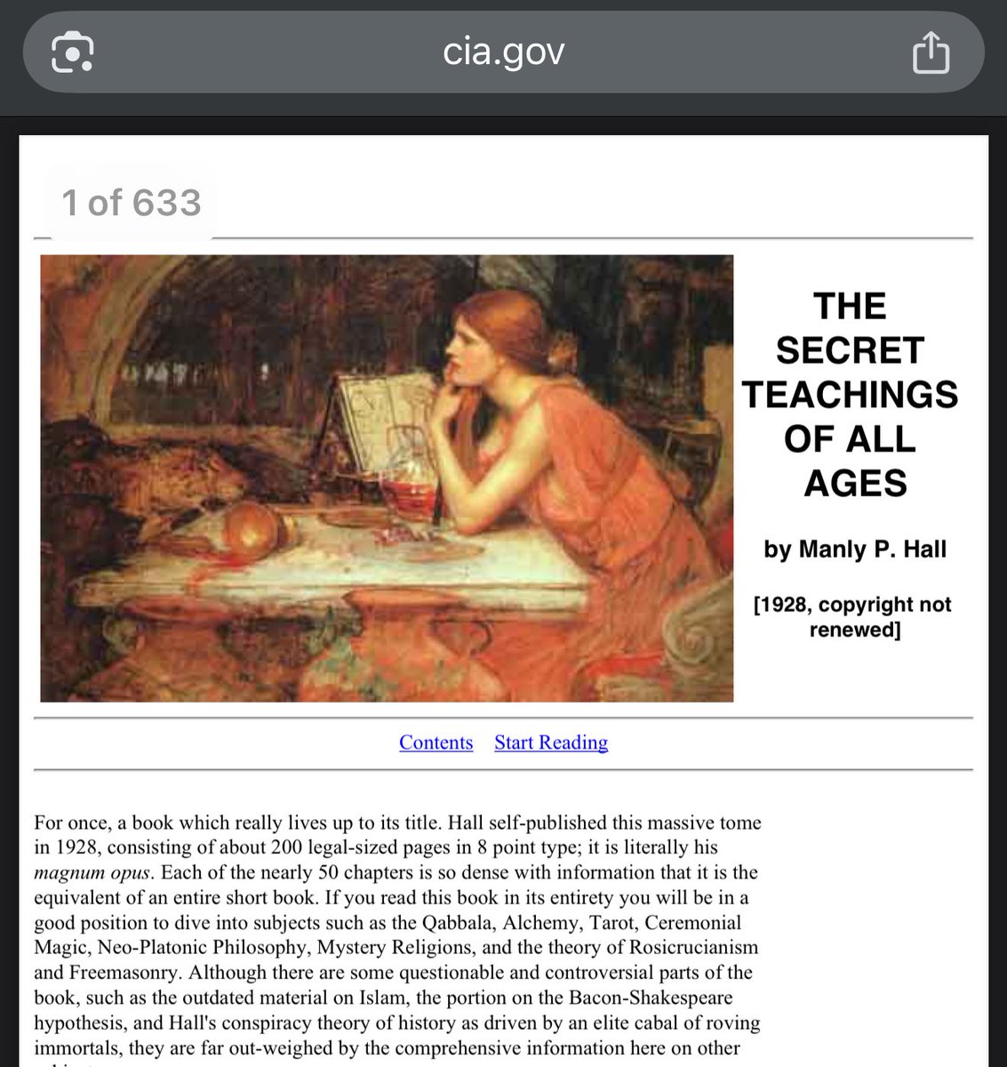 OccultHours's tweet image. Reminder that The Secret Teachings of All Ages by Manly P. Hall is for some reason available for download on the CIA government website …