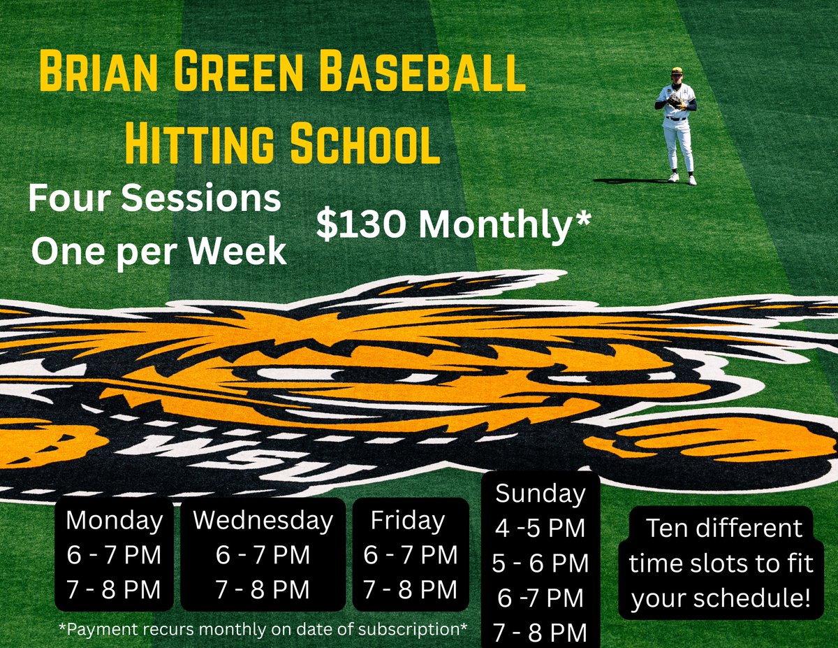 🚨 Introducing the Brian Green Baseball – Hitting School! 🚨 Sharpen your swing at Wichita State ⚾ Ages 7+, $130/month, 4 sessions, 10 time slots. The first week of sessions is September 1st! Spots won’t last—register now 👉 forms.gle/MkMDDfx1yM396n…