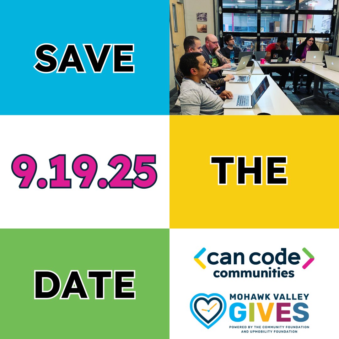CanCodeOrg's tweet image. 📅 Save the Date! 📅
Join us for our LARGEST DAY OF GIVING on 9.19.25! 🎉
💻 Online giving opens September 15, 2025 at 12:00 AM and closes September 19, 2025 at 9:00 PM — giving you plenty of time to make an impact!
#Mohawkvalleygives