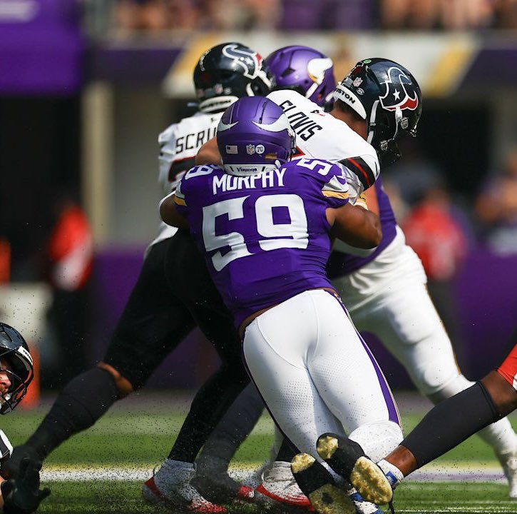SleeperVikings (@sleepervikings) on Twitter photo The Vikings plan to waive OLB Gabriel Murphy barring a trade before today's cutdown deadline, per <a href="/TomPelissero/">Tom Pelissero</a>
Murphy is a fan favorite who’s shown a lot of potential. The Vikings plan to waive OLB Gabriel Murphy barring a trade before today's cutdown deadline, per <a href="/TomPelissero/">Tom Pelissero</a>
Murphy is a fan favorite who’s shown a lot of potential.