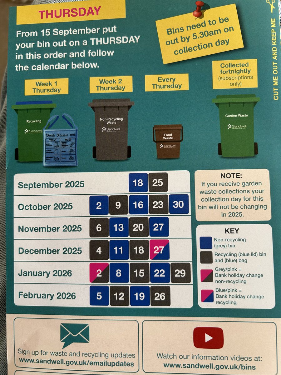 RaymondtheRadar's tweet photo. @sandwellcouncil This is confusing, says week one is recycling collection but on calendar below, 18th September has blue box showing, which you would think is recycling but KEY shows it as Non-recycling? Why use the colour blue for Non-recycling?? https://t.co/JPQef2bPEU