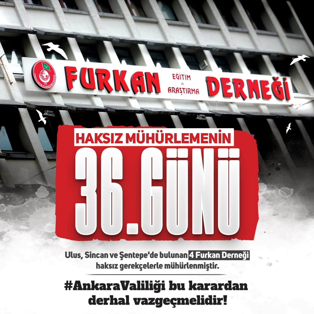 Furkan Hareketi Ankara (@06furkankara) on Twitter photo 📌 Haksız Mühürlemenin 36.Günü ! 
<a href="/AnkaraValiligi/">T.C. Ankara Valiliği</a>
Derneklerimizi Açın
#DiniSohbetSuçDeğildir 📌 Haksız Mühürlemenin 36.Günü ! 
<a href="/AnkaraValiligi/">T.C. Ankara Valiliği</a>
Derneklerimizi Açın
#DiniSohbetSuçDeğildir