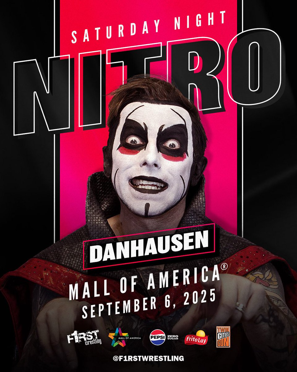 F1RST Wrestling (@f1rstwrestling) on Twitter photo Very nice. Very evil. Danhausen returns to <a href="/f1rstwrestling/">F1RST Wrestling</a>! 👹🦷
F1RST Wrestling presents
#SaturdayNightNitro
September 6, 2025
<a href="/mallofamerica/">Mall of America</a>
Bloomington, MN
All Ages Welcome
❗️ALL LEVELS ON SALE NOW❗️
🎟️ tix.mallofamerica.com/wrestle Very nice. Very evil. Danhausen returns to <a href="/f1rstwrestling/">F1RST Wrestling</a>! 👹🦷
F1RST Wrestling presents
#SaturdayNightNitro
September 6, 2025
<a href="/mallofamerica/">Mall of America</a>
Bloomington, MN
All Ages Welcome
❗️ALL LEVELS ON SALE NOW❗️
🎟️ tix.mallofamerica.com/wrestle