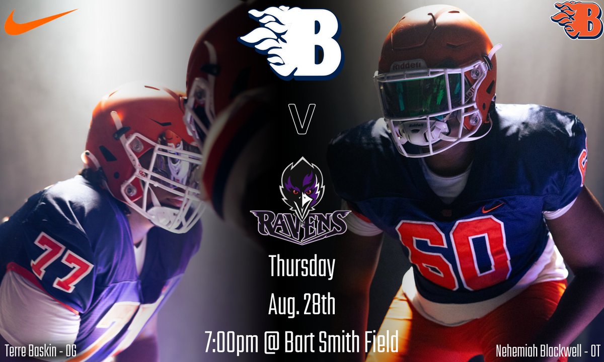 Blackman Football (@blackmanftball) on Twitter photo DO NOT FORGET!! The Blackman Blaze take on the Ravens of Cane Ridge this THURSDAY, August 28th @ 7:00pm. 
WEEK 2 - August 28, 2025
Faculty Appreciation
🆚 Cane Ridge
 Blackman High School
🏟️ Bart Smith Field
⏰ 7:00 pm
🎟️ $10
GoFan Link:
gofan.co/event/4065060?…
#WeAreBlackman DO NOT FORGET!! The Blackman Blaze take on the Ravens of Cane Ridge this THURSDAY, August 28th @ 7:00pm. 
WEEK 2 - August 28, 2025
Faculty Appreciation
🆚 Cane Ridge
 Blackman High School
🏟️ Bart Smith Field
⏰ 7:00 pm
🎟️ $10
GoFan Link:
gofan.co/event/4065060?…
#WeAreBlackman