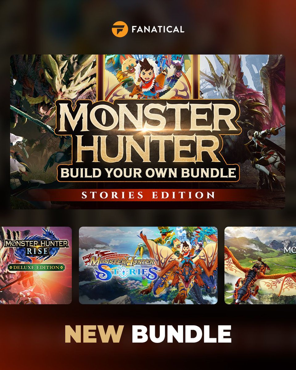 Build your own bundle of games from the amazing Monster Hunter Franchise!

❄️ Monster Hunter World: Iceborne Digital Deluxe 
🆙 MONSTER HUNTER RISE Deluxe Edition
🐉 Monster Hunter Stories 2: Wings of Ruin

... and more! 

🔗  buff.ly/yued5nX