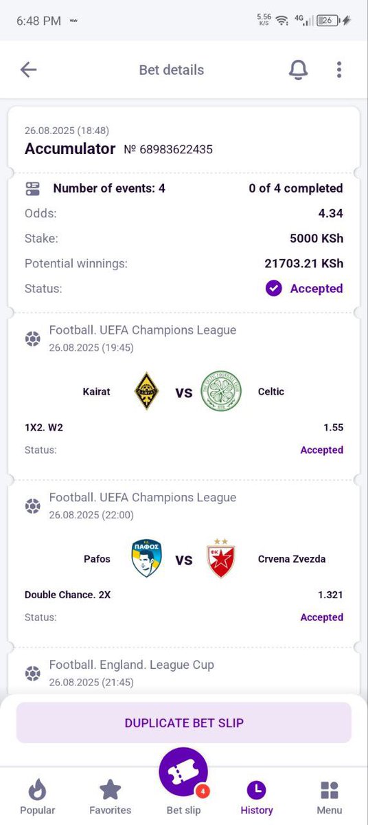 Back with a winning banger on #Helabets🔥🍀🍀🍀🍀

Booking code 👉6PVBX

Register your accounts here 📲cutt.ly/wrbEZ9vI

Promocode 👉 owish

Download app here 👉cutt.ly/VrbECnBK

Stake high🔥🔥🔥