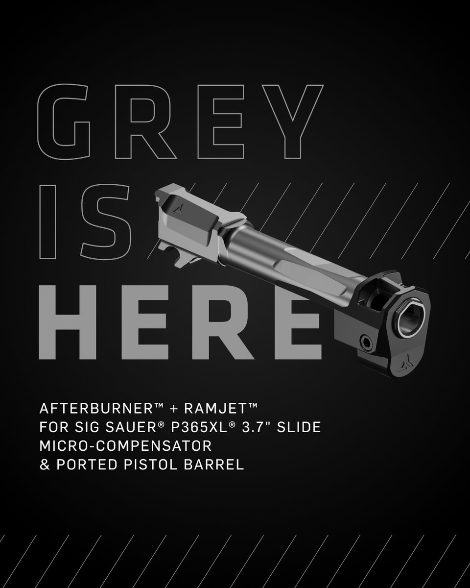 Grey is here.

The AFTERBURNER + RAMJET for the <a href="/sigsauerinc/">SIG SAUER</a> P365XL and P365-XMACRO (3.7" slide) is now available in Grey.

Pair with a matching BACKSTRAP+MAGWELL in Grey and maximize your carrying capacity with TRU-17 base pads.

This is the P365 evolved.