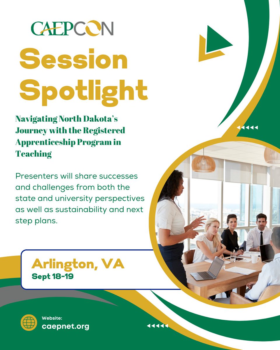 CAEPCon is just around the corner!

Participants will be able to join Brittany Hagen of Mayville State University and Rebecca Pitkin of the North Dakota Education Standards and Practice Board as they describe the three-year journey of North Dakota’s apprenticeship work. The