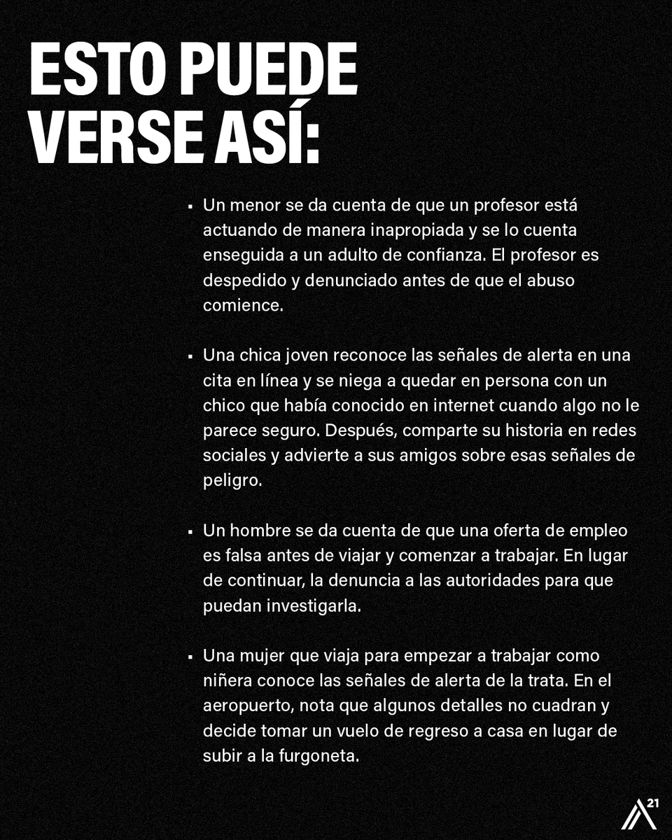 a21spain's tweet photo. La vulnerabilidad aumenta el riesgo de trata de personas.

La prevención y la educación son clave para proteger la libertad antes de que ocurra la explotación.

Visita https://t.co/aDUq5mAbdh y aprende a reconocer las señales. https://t.co/bFGbzUBMTe