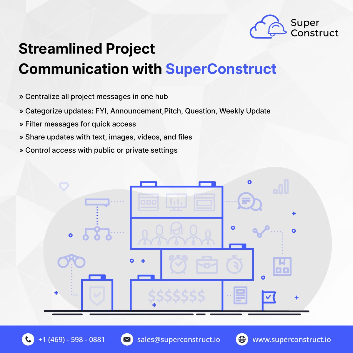 isuperconstruct's tweet image. Project communication shouldn’t be chaos. With SuperConstruct, centralize updates, files &amp;amp; conversations in one hub. Share securely, filter fast, and keep every stakeholder aligned from start to finish.
(469) 598-0881 | superconstruct.io
#SuperConstruct #ConstructionTech