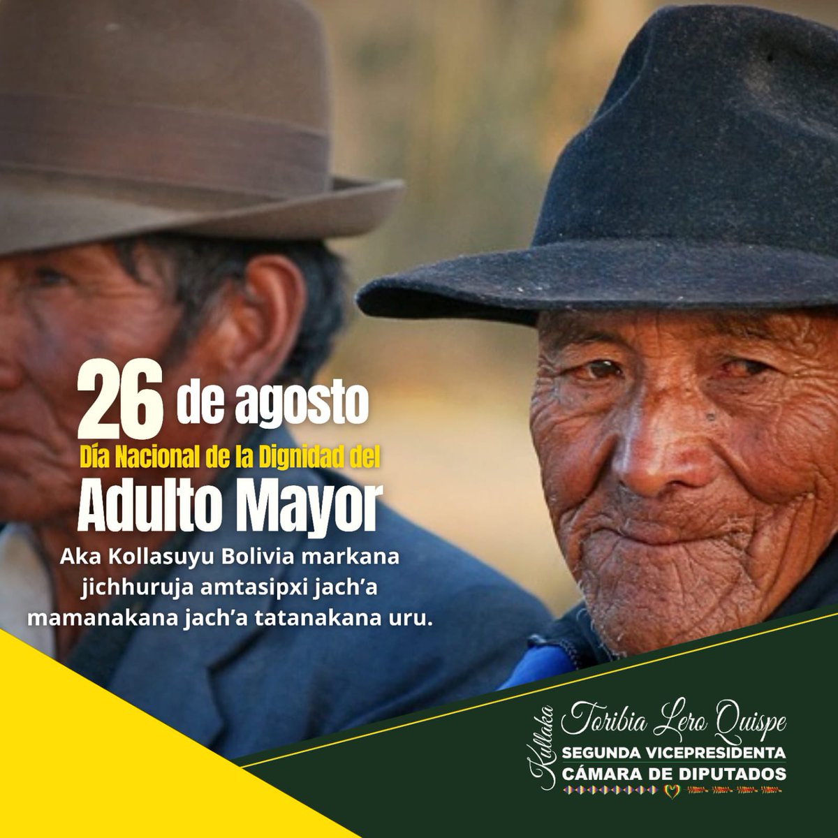 LeroToribia's tweet photo. Felicitamos con cariño y respeto a todos nuestros adultos mayores de Bolivia. https://t.co/zfag4wjOZa