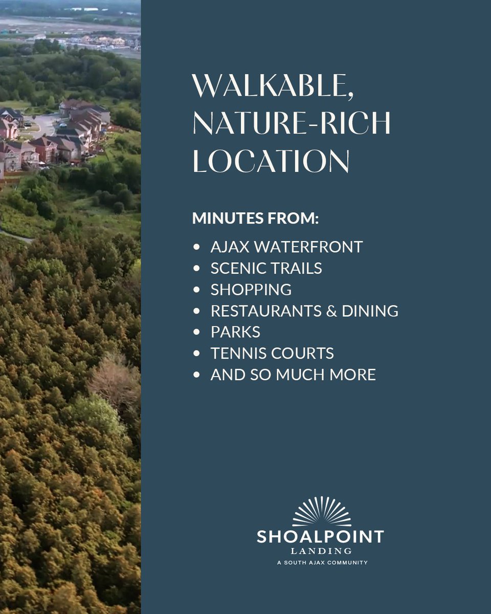 Just 5 minutes from historic downtown Ajax, this walkable, nature-rich location is nearby shops, dining, and breweries, and close to top healthcare and amenities.

Register now for updates: theallistergroup.com