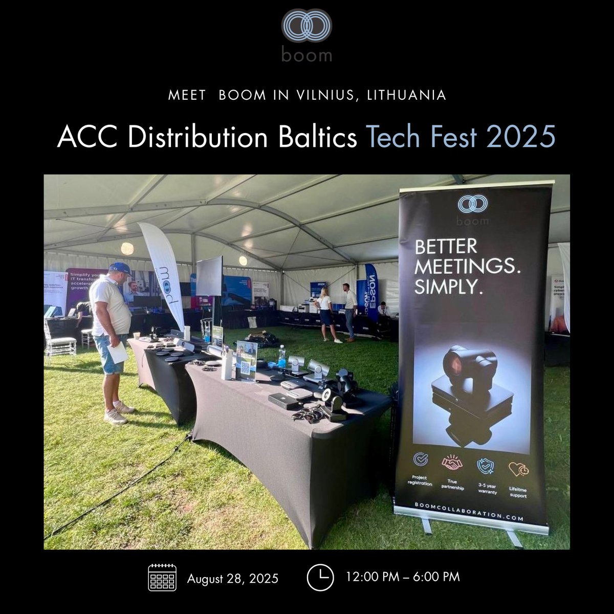 BoomCollab's tweet photo. 🚀 We are heading to Vilnius for the ACC Distribution Baltics Tech Fest 2025 on August 28!

👉 Learn more &amp; register here: https://t.co/ZjJNNCgHH6

#BoomCollaboration #BalticsTechFest #HybridWork #VideoConferencing #AVSolutions #ACCDistribution #TechFest2025 https://t.co/cHLniaKY94