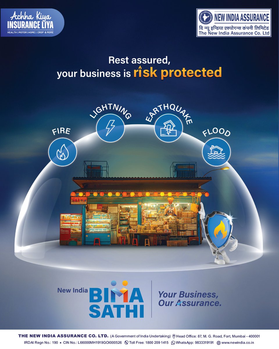 NewIndAssurance's tweet photo. Your MSME is built with effort, passion and investment. Protect your business and your dreams New India Bima Sathi.

#NewIndiaAssurance #NewIndiaBimasathi #MSMEInsurance #BusinessProtection #MSME #Insurance #MSMEProtection #BusinessInsurance https://t.co/zGGBv28C70