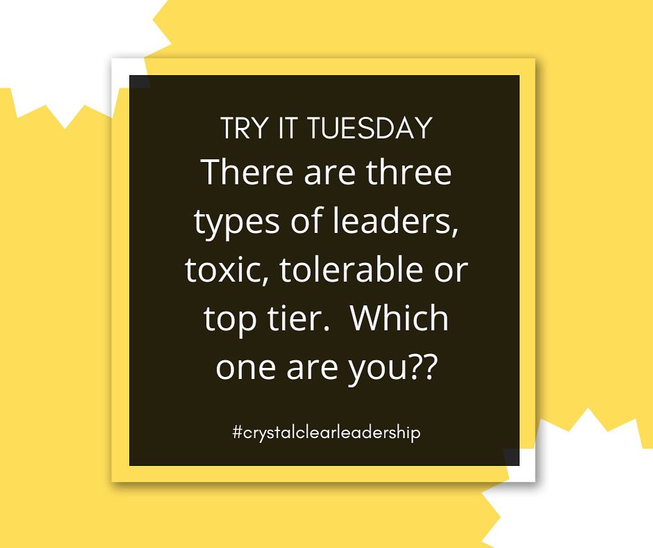 DrCrystalWatson's tweet photo. Leaders…what are you trying today???
#tryittuesday 
#whichoneareyou 
#crystalclearleadership✨ https://t.co/KDCC4FRURJ