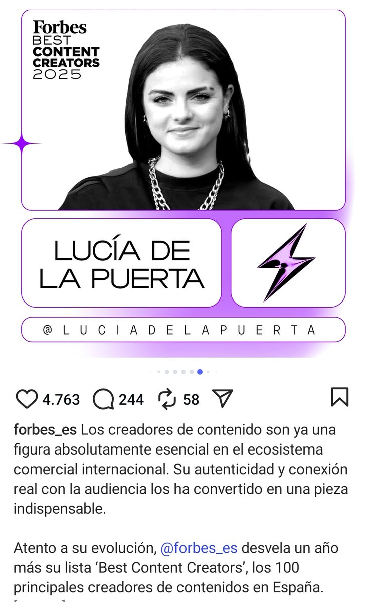 ldlp_fans's tweet photo. Otro años más Lucia esta en la lista Forbes https://t.co/VVVEAYIKX8