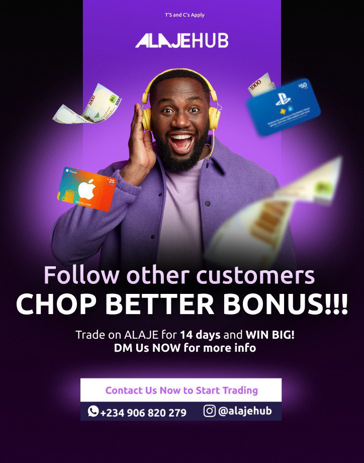 instablog9ja's tweet image. Don’t settle for less!!!

Get extra value when you trade your gift cards with AlajeHub.

Click the link below to get started 

t.me/THISISALAJEHUB

#FeaturedPost #AlajeHubCares